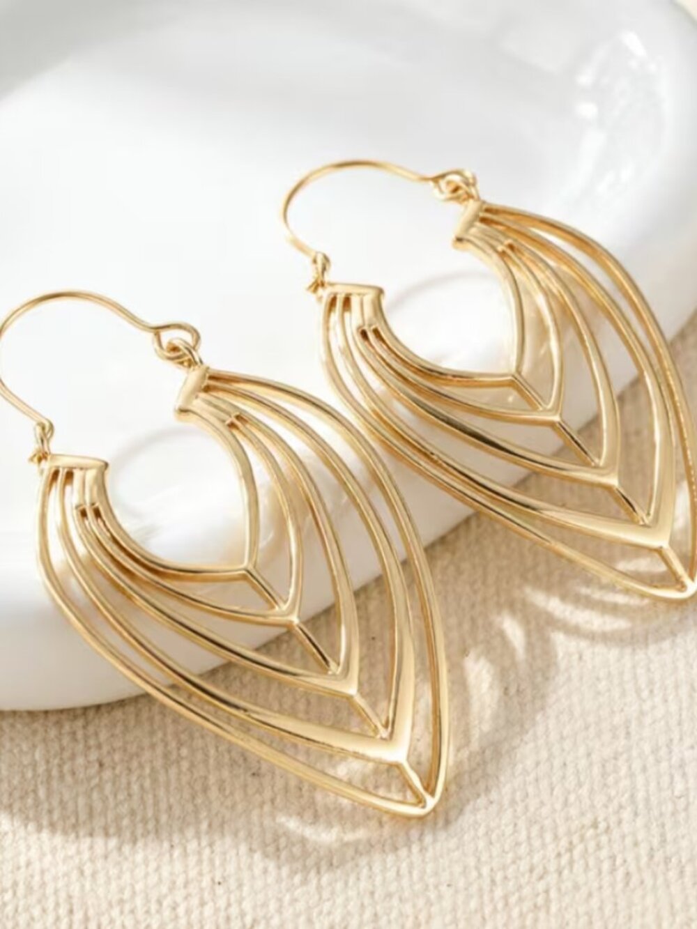 14K Gold Womens Large Hanging Drop Hoop Earrings Ladies New 14 K Silver Jewelry